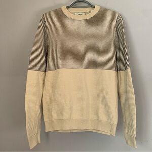 Produkt Men’s Cream Striped Cotton Crewneck Sweater Size S